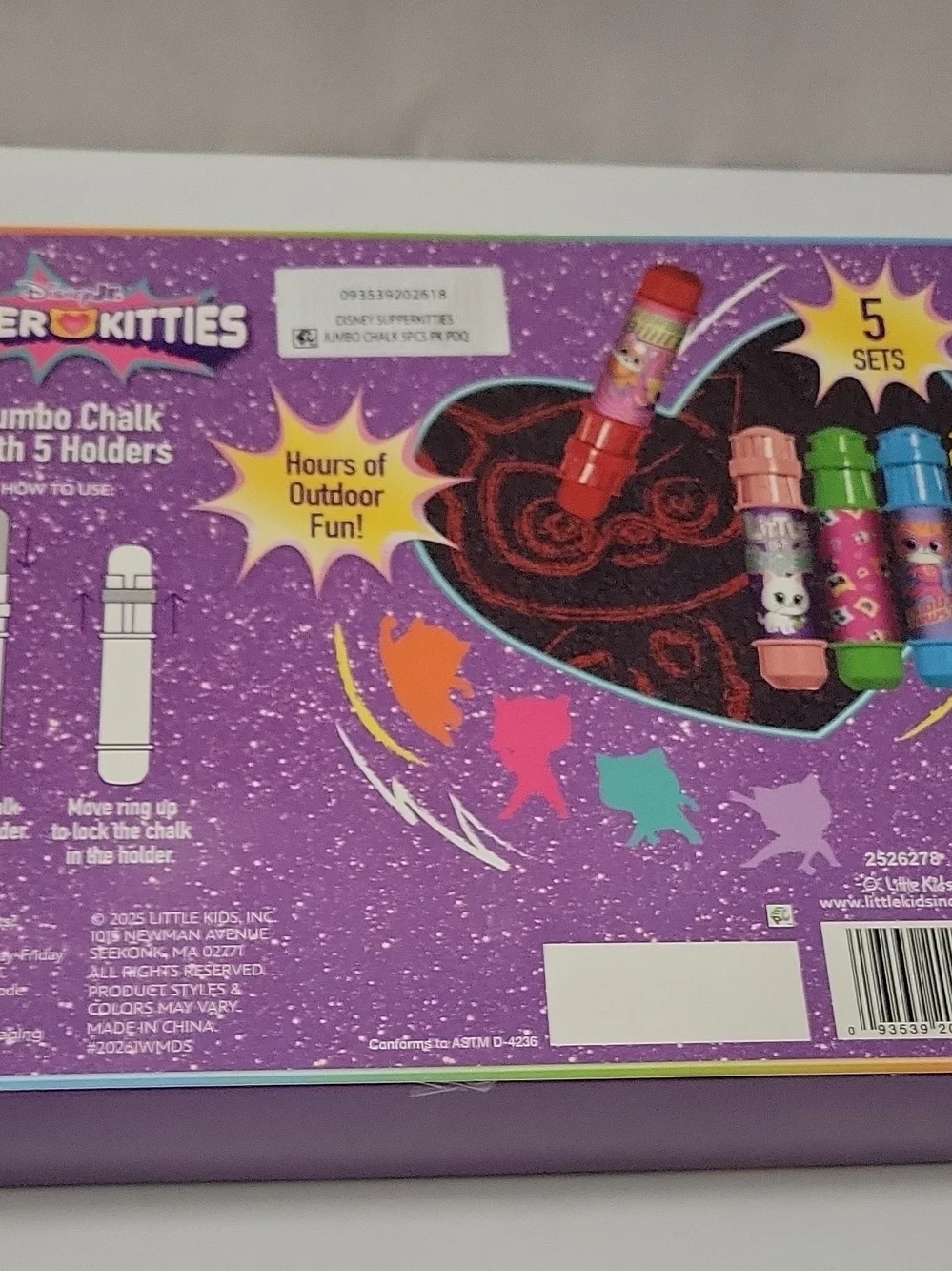 Disney Super Kitties Jumbo Chalk Set - Purple, Pink, Green, Blue, Yellow